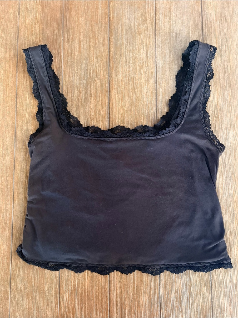 🌸SKIMS Fits Everybody Black Lace-Trim Scoop Tank🌸